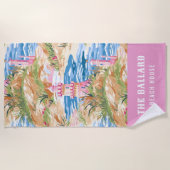 名門私立校風の丘の上のピンクの砂の城 |ビーチハウス ビーチタオル (正面)