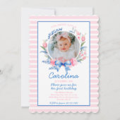 名門私立校風の大千年名門私立校風ののフローラブルー 招待状 (正面)