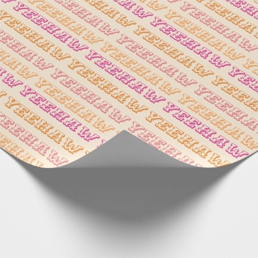 名門私立校風の女性のカーボーイガーリーイエハウオレンジホットピンク ラッピングペーパー (角)