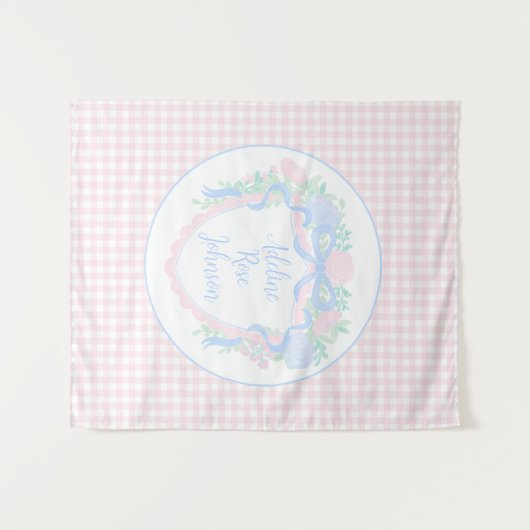 名門私立校風の子供部屋ウォーターカラークレスト名前をカスタムする タペストリー (正面(横))