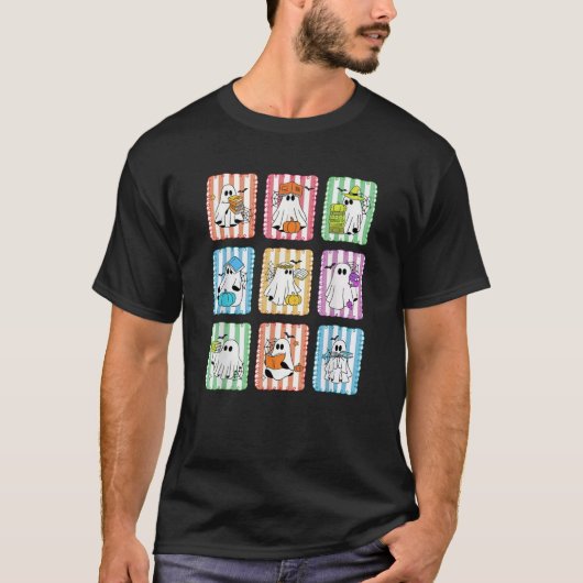 名門私立校風の幽霊ズ読ブックス先生ハロウィンリブラ Tシャツ (正面)