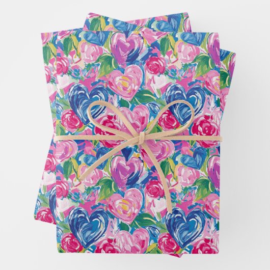 名門私立校風の抽象芸術ハートラップ紙 ラッピングペーパーシート (インサイチュ)