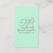名門私立校風の春カラーパステルseafoamグリーンミント 名刺 (裏面)