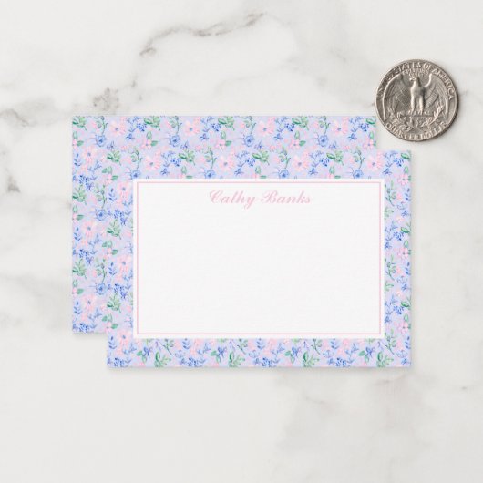 名門私立校風の水彩花パーソナライズされた文具 ノートカード (正面/裏面インサイチュ)