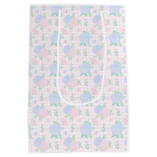 名門私立校風の水色ジンガムフローラ ミディアムペーパーバッグ (裏面)