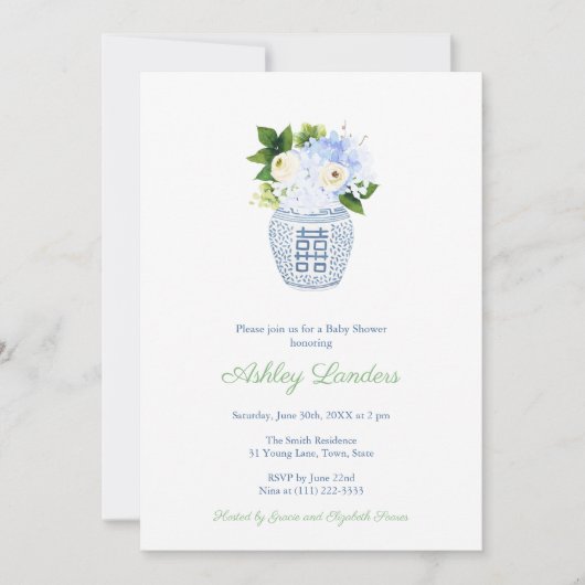 名門私立校風の淡い色の白男女兼用赤ちゃん 招待状 (正面)