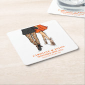 名門私立校風の秋カップル結婚シャワー秋パーティー スクエアペーパーコースター (アングル)