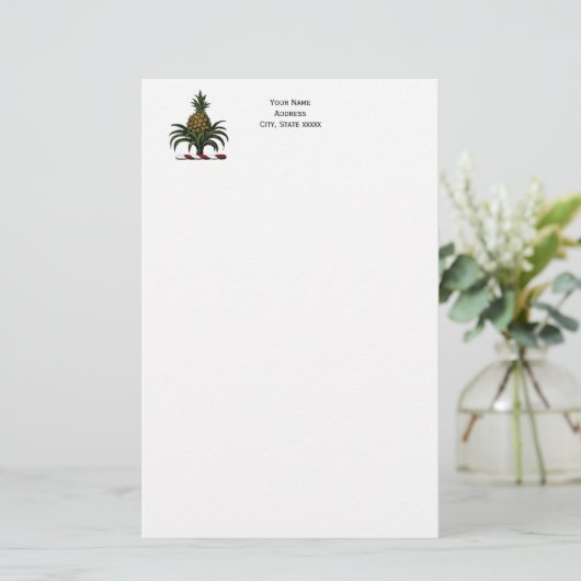 名門私立校風の紋章パイナップルクレスト色RWT 便箋 (スタンド正面)