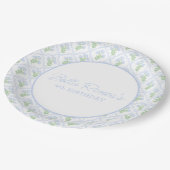 名門私立校風の紫陽花ウォーターカラートレリス編集可能 ペーパープレート (アングル)