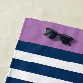 名門私立校風の航海のストライプ海軍紫書道 ビーチタオル (インサイチュ)