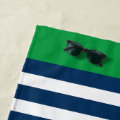 名門私立校風の航海のストライプ海軍緑書道 ビーチタオル (インサイチュ)