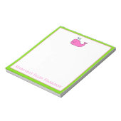 名門私立校風の航海のピンクと緑の鯨パーソナライズされた ノートパッド (回転)