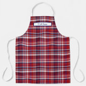 名門私立校風の色マ数々のドラス深いレッドネイビー エプロン (正面)