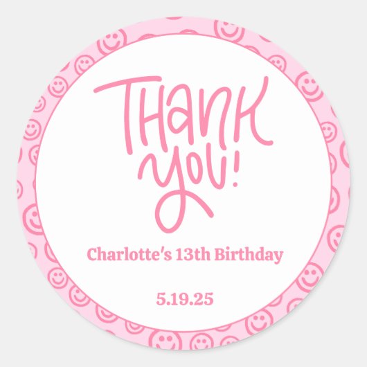 名門私立校風の誕生日ありがとうステッカー ラウンドシール (正面)