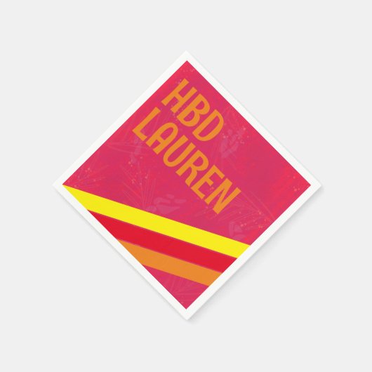 名門私立校風の誕生日ホットピンクストライプ スタンダードカクテルナプキン (角)