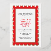 名門私立校風の赤と白シンプル 箔招待状 (正面)