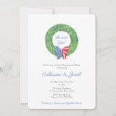 名門私立校風の赤白青アウトドア婚約パーティ 招待状 (正面)