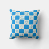 名門私立校風の青い花市松模様にの模様 クッション (裏面)