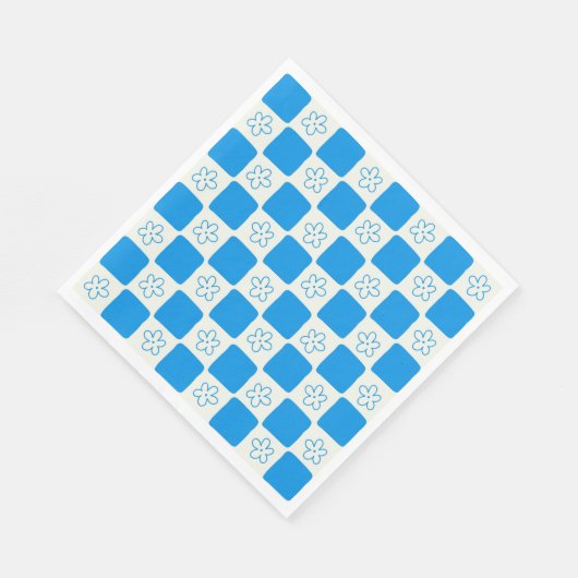 名門私立校風の青い花市松模様にの模様 スタンダードランチョンナプキン (角)