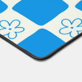 名門私立校風の青い花市松模様にの模様 デスクマット (コーナー)