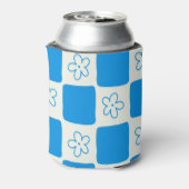名門私立校風の青い花市松模様にの模様 缶クーラー (缶裏面)