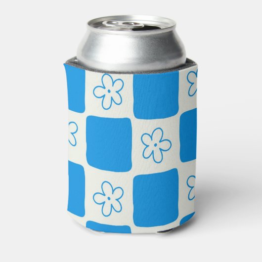 名門私立校風の青い花市松模様にの模様 缶クーラー (缶裏面)