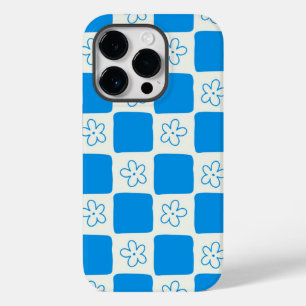名門私立校風の青い花市松模様にの模様 Case-Mate iPhone 14 PROケース