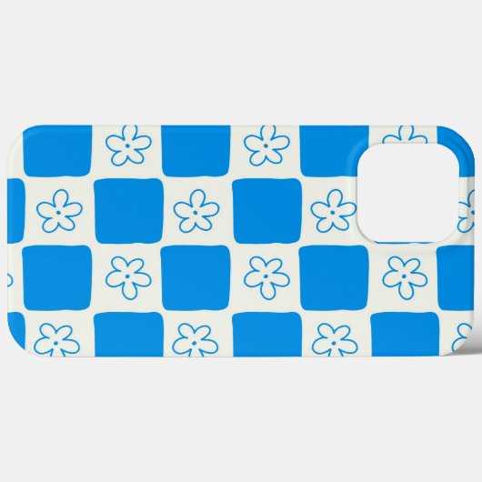 名門私立校風の青い花市松模様にの模様 Case-Mate iPhoneケース (裏面 (横))