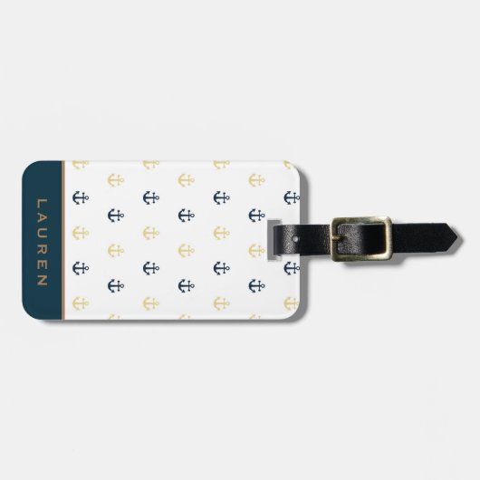 名門私立校風の⎢航海のモノグラム荷物タグ ラゲッジタグ (正面横)