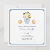名門私立校風のChinoiserie秋花ブライダルシャワー 招待状 (正面)