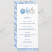 名門私立校風のChinoiserie Blue Pumpkinベビシャワーメニュー メニュー (正面/裏面)