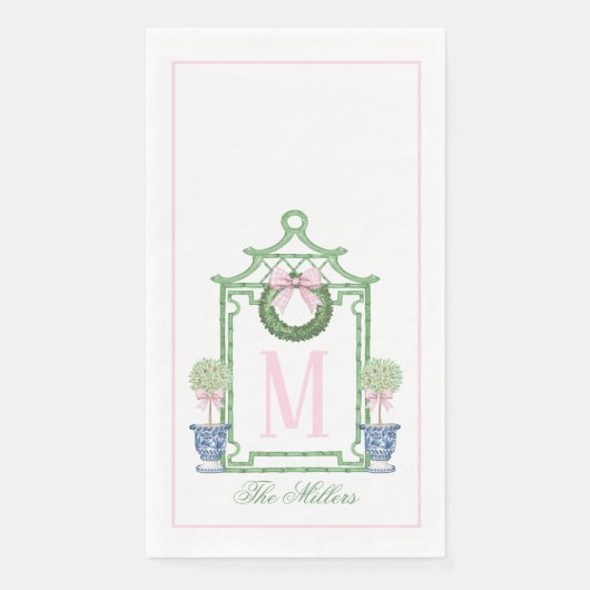 名門私立校風のChinoiserie Christmas Pagodaモノグラム (正面)