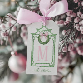 名門私立校風のChinoiserie Christmas Pagodaモノグラム ギフトタグ