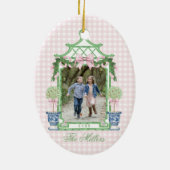 名門私立校風のChinoiserie Christmas Pagodaモノグラム セラミックオーナメント (裏面)