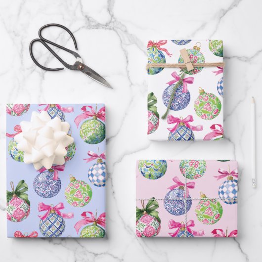 名門私立校風のChristmas Bablesオーナメント ラッピングペーパーシート (正面)