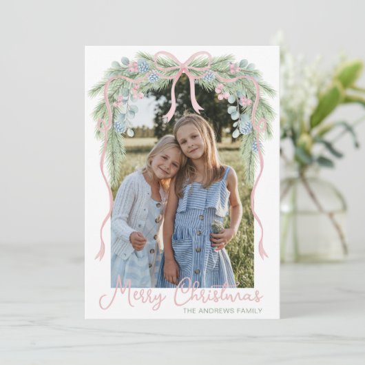 名門私立校風のGrandmillennial Christmas Bowスワッグ写真 シーズンカード (スタンド正面)