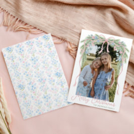 名門私立校風のGrandmillennial Christmas Bowスワッグ写真 シーズンカード