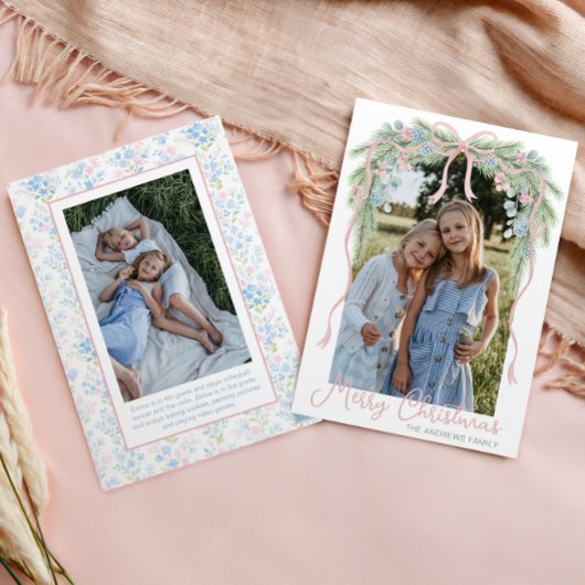 名門私立校風のGrandmillennial Christmas Bowスワッグ写真 シーズンカード