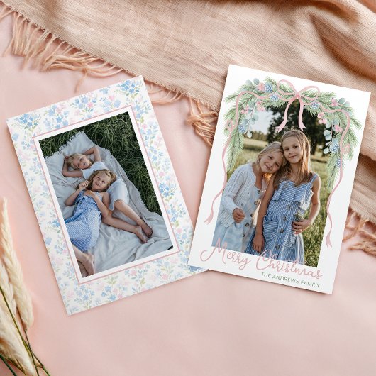 名門私立校風のGrandmillennial Christmas Bowスワッグ写真 シーズンカード