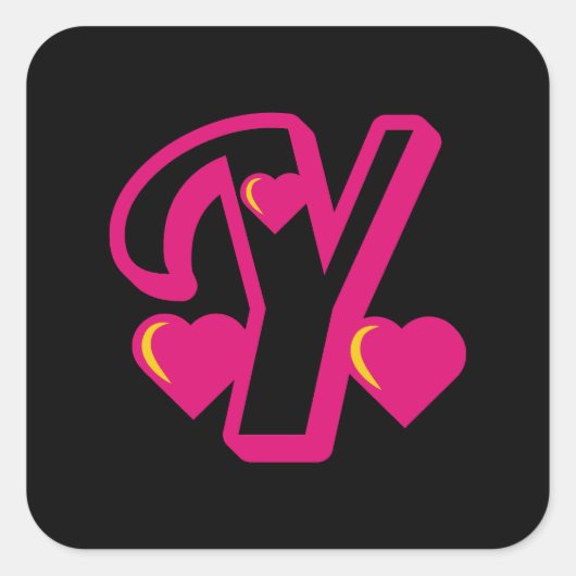 名門私立校風のPink Varsity Letter Y、Pink Letter Y Class スクエアシール (正面)