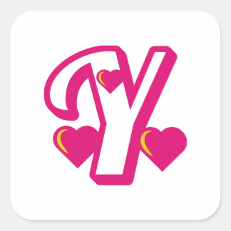名門私立校風のPink Varsity Letter Y、Pink Letter Y Class スクエアシール