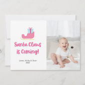 名門私立校風のSanta Clauseは来Christmas Photo シーズンカード (正面)