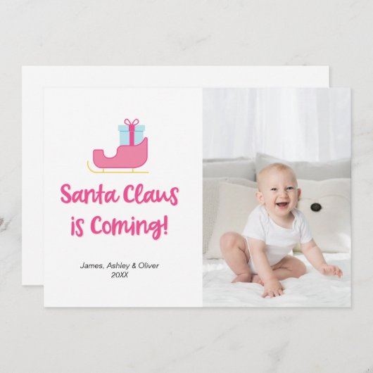 名門私立校風のSanta Clauseは来Christmas Photo シーズンカード (正面/裏面)