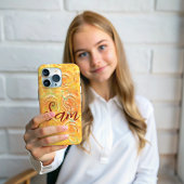 名 | オレンジグランジの円のパタ芸術的ーン iPhoneケース