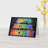 名「ミシェル」おもしろい「ハッピーバースデー」 カード (黄色い花)