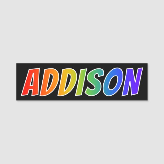 名"ADDISON": おもしろいの虹の着色 名札 (正面)