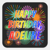 名「ADELINE」、おもしろい「ハッピーバースデー」 スクエアシール (正面)