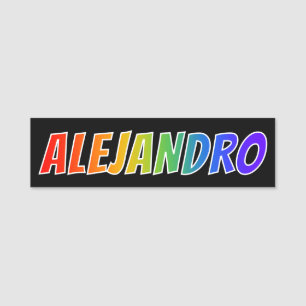 名"ALEJANDRO": おもしろいの虹の着色 名札