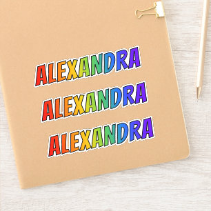 名「ALEXANDRA」(おもしろいレインボーカラーリング付き) シール