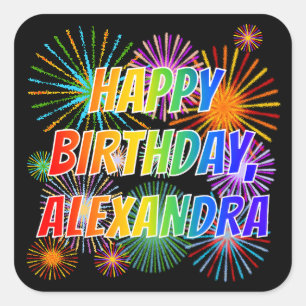 名「ALEXANDRA」、おもしろい「ハッピーバースデー」 スクエアシール